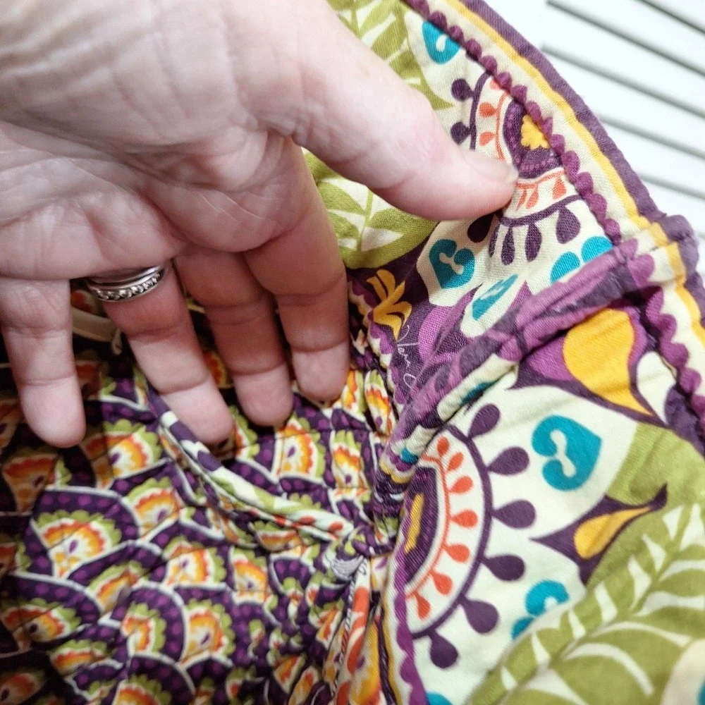 Vera Bradley Vera Tote Shoulder Bag in Plum Crazy Plum Toggle Close Large Zipper